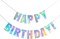 Pre-Strung Happy Birthday Sign - NO DIY - Holographic Hanging Banner Iridescent White Bunting String Flag Garland